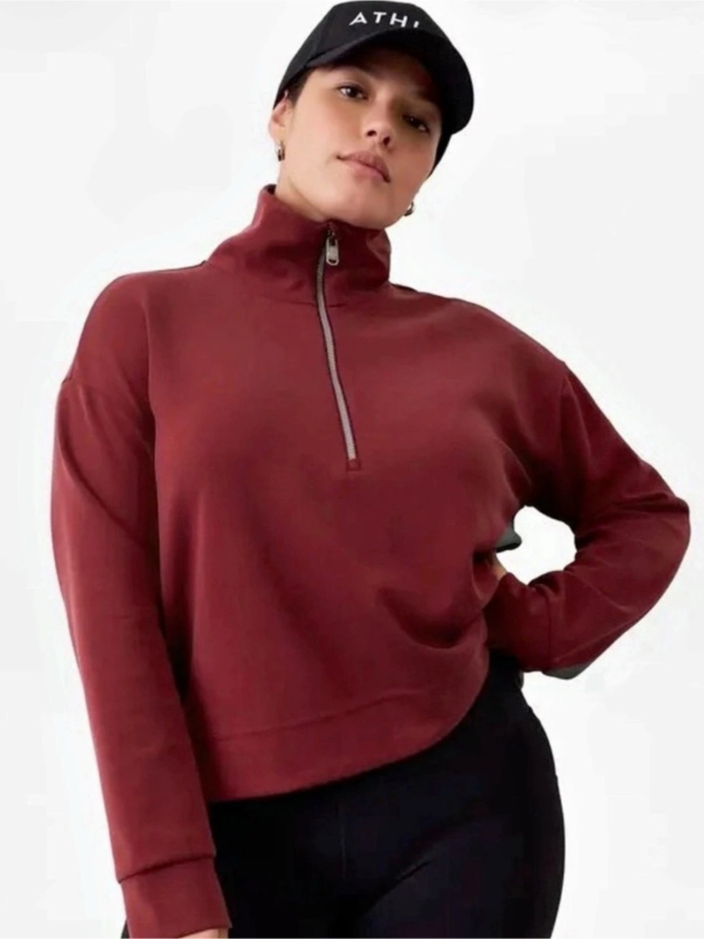 Athleta Women's Quarter-Zip Pullover in Red Like New